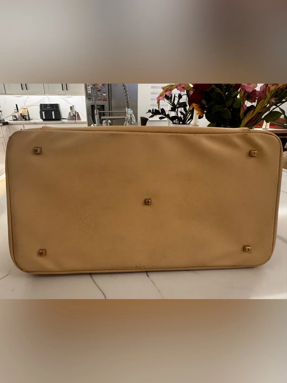 BEIS Beige Canvas Travel Weekender with Tan Trim